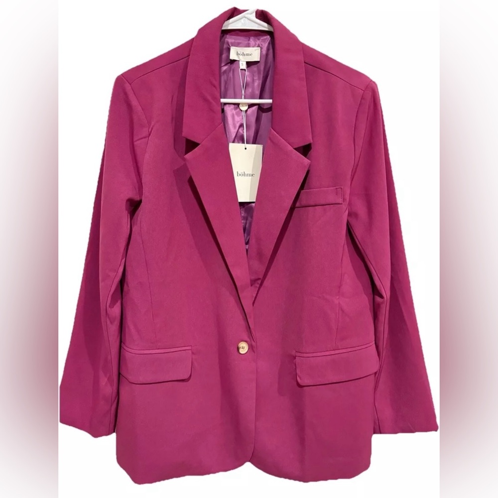 NWT Women Bohme Magenta Blazer Small‎ Colorful Business Office Work Attire Party